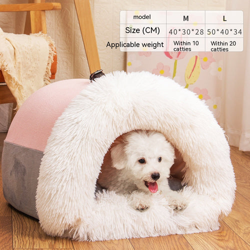Cozy Round Plush Pet Bed for Dogs and Cats