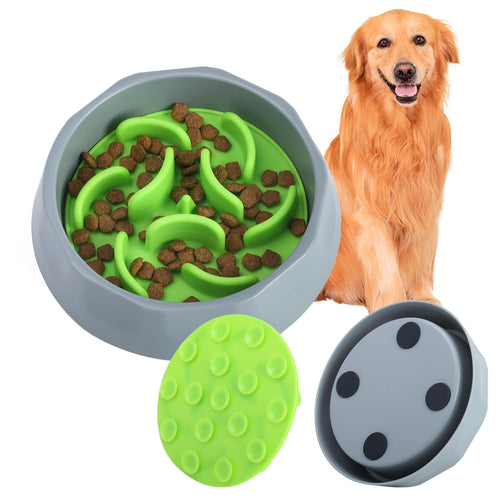 2-in-1 Slow Feeder Dog Bowl with Lick Mat Insert